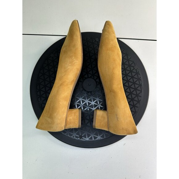 Everlane The V Heel Sz 6 Yellow Mustard Suede Almond Toe Slip On Shoe Pump - Picture 7 of 10